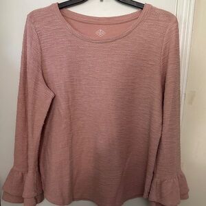 St. John's Bay Blush Ruffle Sleeve Blouse